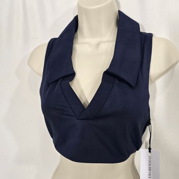 WeWoreWhat Solid Set Navy Blue Polo Bra Medium